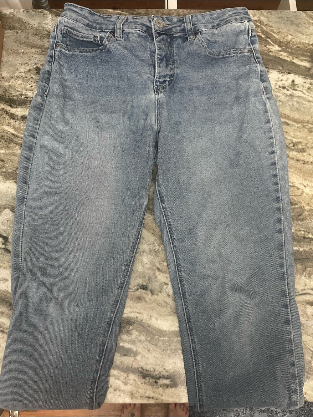Royalty For Me High Rise Straight Leg Jeans Size 12 Raw Hem Light Wash